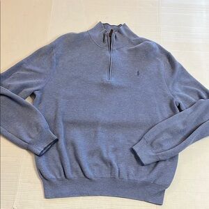 Polo Ralph Lauren-XXL-Light Blue-100% Pima cotton, Mock neck, Zip-Up, Sweater.